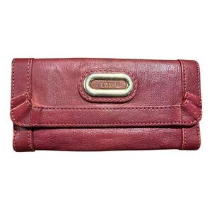 Chloé Burgundy Leather Snap Closure Wallet